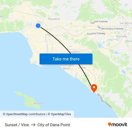 Sunset / Vine to City of Dana Point map