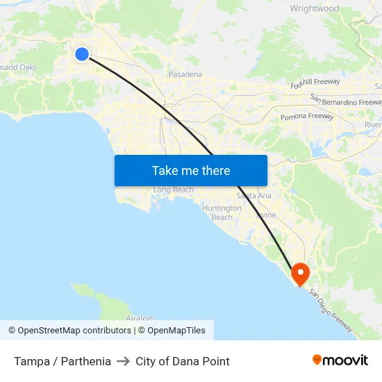 Tampa / Parthenia to City of Dana Point map