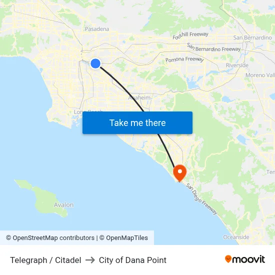 Telegraph / Citadel to City of Dana Point map