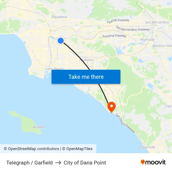 Telegraph / Garfield to City of Dana Point map