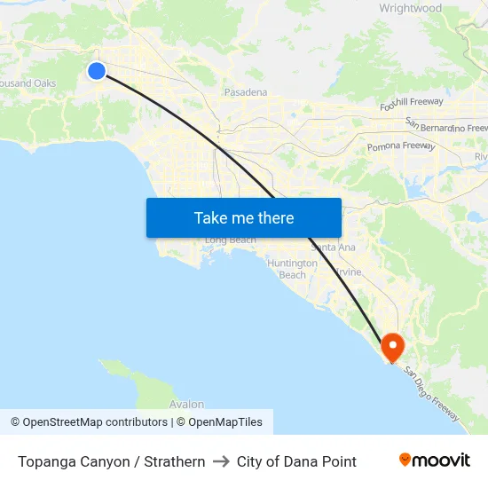 Topanga Canyon / Strathern to City of Dana Point map
