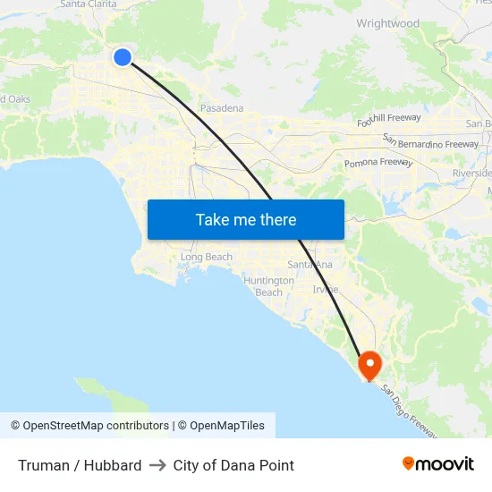 Truman / Hubbard to City of Dana Point map