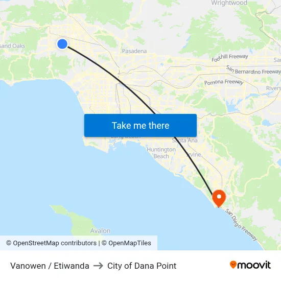 Vanowen / Etiwanda to City of Dana Point map