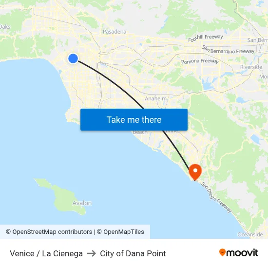 Venice / La Cienega to City of Dana Point map