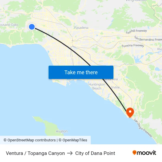 Ventura / Topanga Canyon to City of Dana Point map