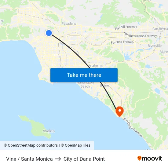 Vine / Santa Monica to City of Dana Point map