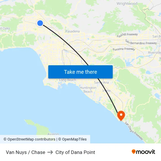 Van Nuys / Chase to City of Dana Point map