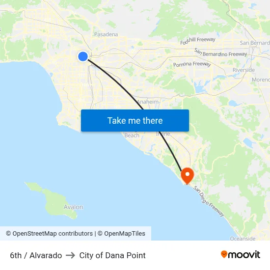 6th / Alvarado to City of Dana Point map