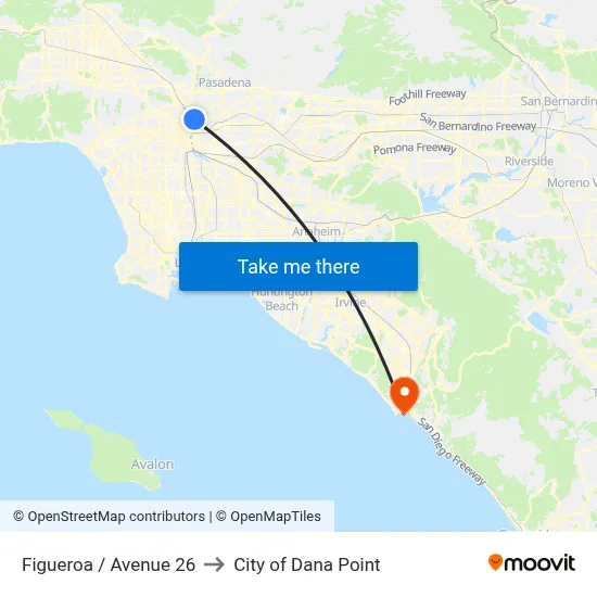 Figueroa / Avenue 26 to City of Dana Point map