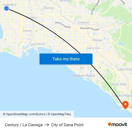 Century / La Cienega to City of Dana Point map
