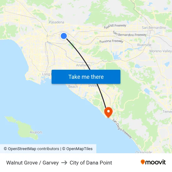 Walnut Grove / Garvey to City of Dana Point map