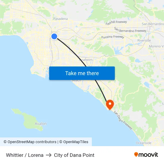 Whittier / Lorena to City of Dana Point map