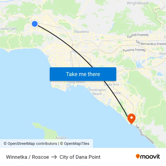 Winnetka / Roscoe to City of Dana Point map