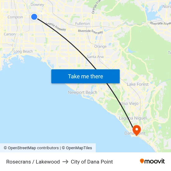 Rosecrans / Lakewood to City of Dana Point map