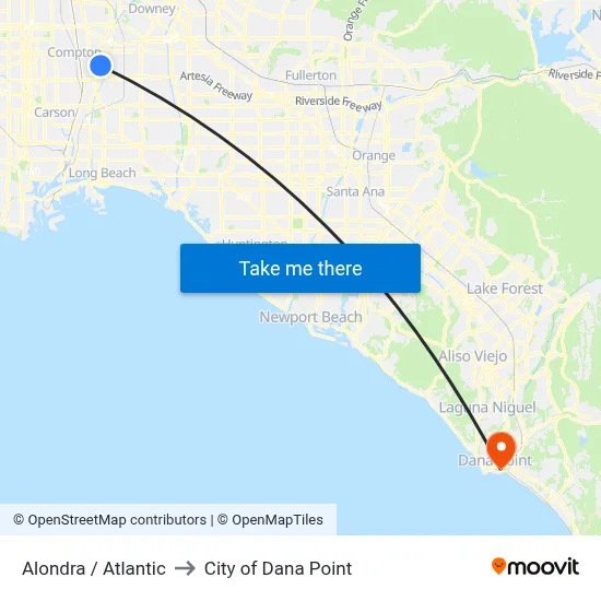 Alondra / Atlantic to City of Dana Point map