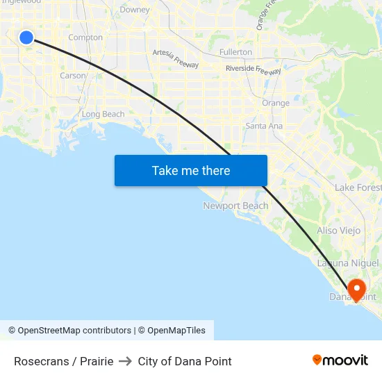 Rosecrans / Prairie to City of Dana Point map