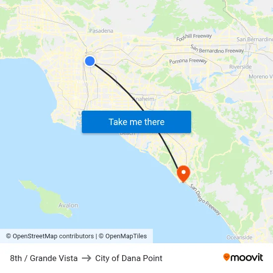 8th / Grande Vista to City of Dana Point map
