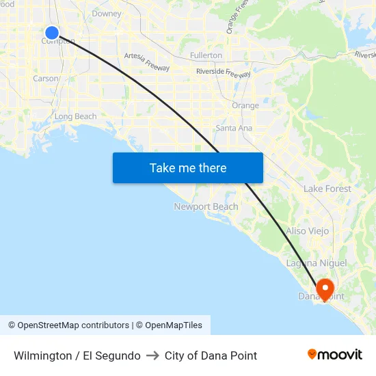 Wilmington / El Segundo to City of Dana Point map