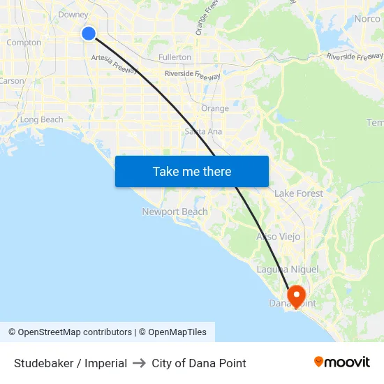 Studebaker / Imperial to City of Dana Point map