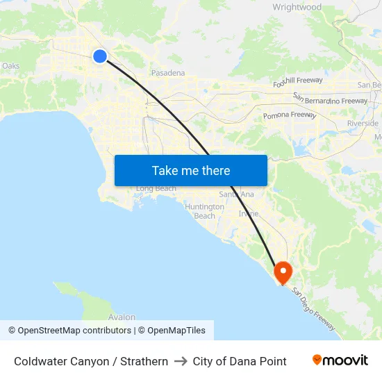 Coldwater Canyon / Strathern to City of Dana Point map