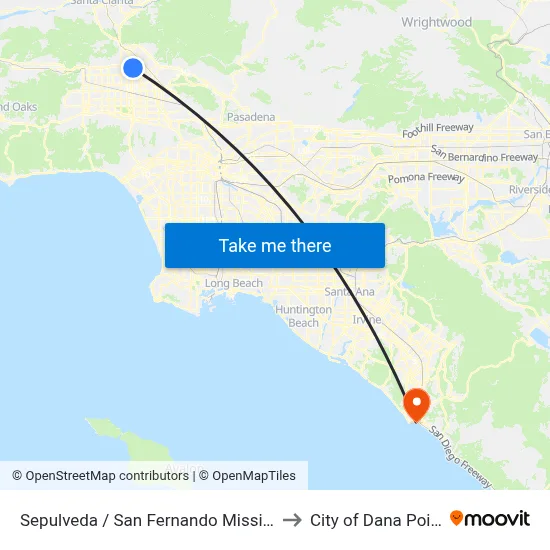 Sepulveda / San Fernando Mission to City of Dana Point map