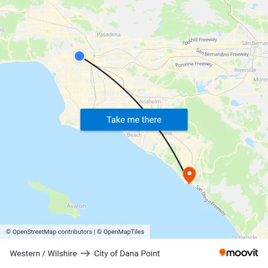 Western / Wilshire to City of Dana Point map