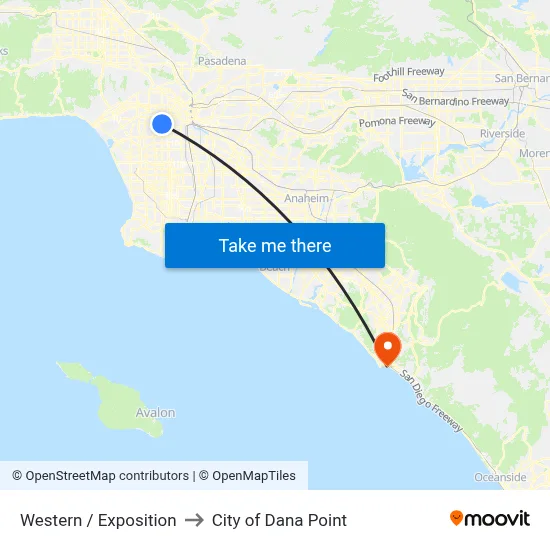Western / Exposition to City of Dana Point map