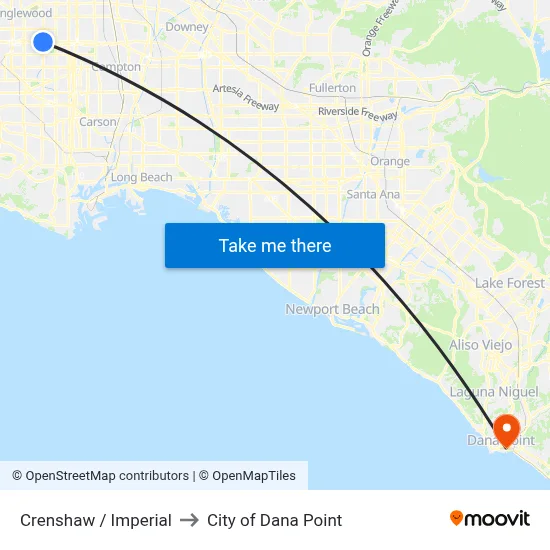 Crenshaw / Imperial to City of Dana Point map