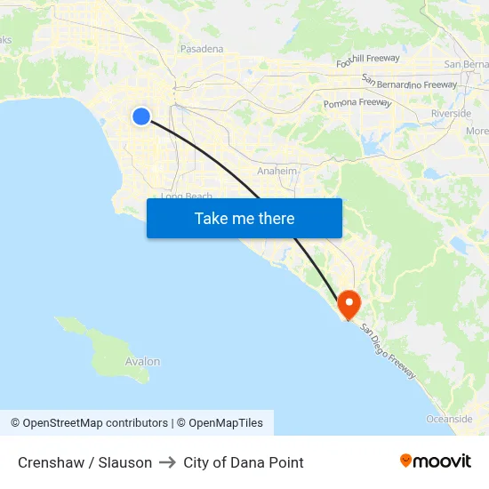 Crenshaw / Slauson to City of Dana Point map