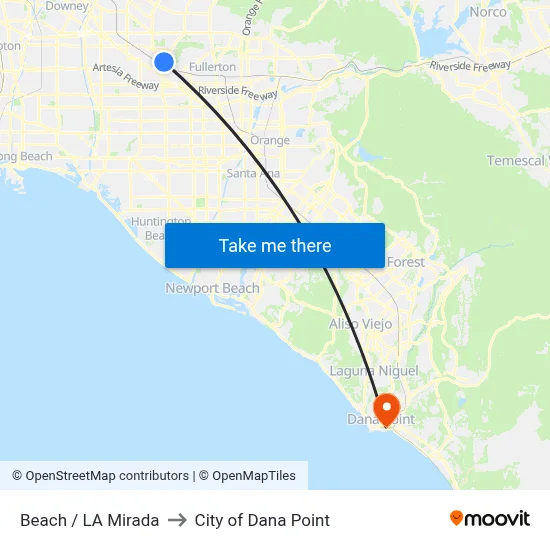 Beach / La Mirada to City of Dana Point map