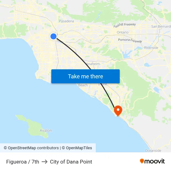 Figueroa / 7th to City of Dana Point map