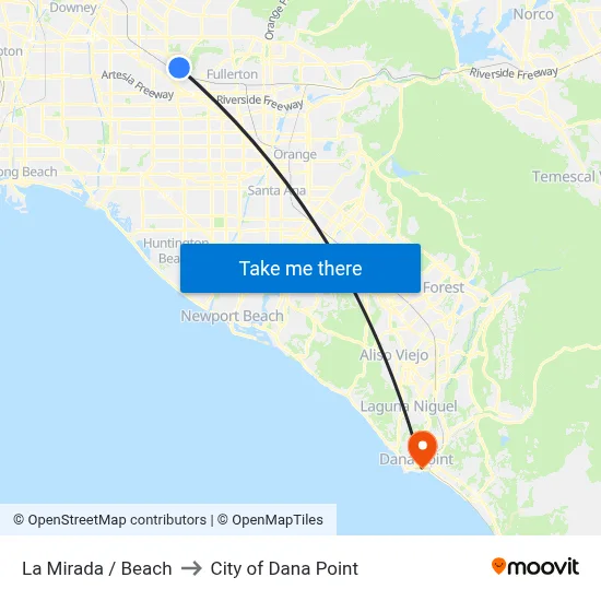La Mirada / Beach to City of Dana Point map