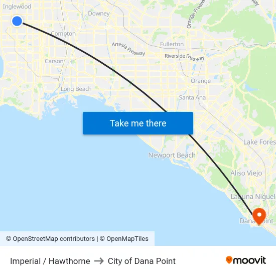Imperial / Hawthorne to City of Dana Point map
