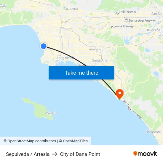Sepulveda / Artesia to City of Dana Point map