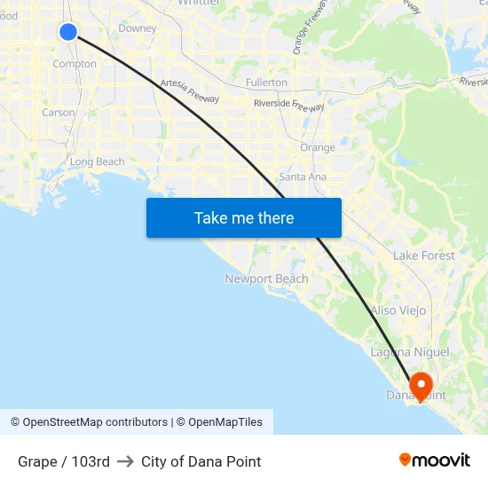 Grape / 103rd to City of Dana Point map
