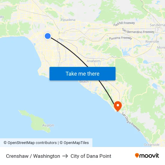 Crenshaw / Washington to City of Dana Point map