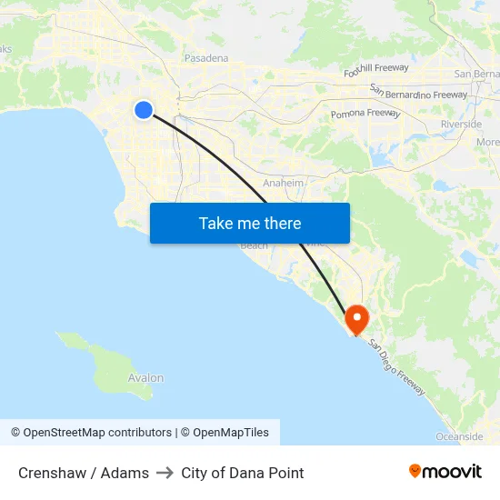 Crenshaw / Adams to City of Dana Point map