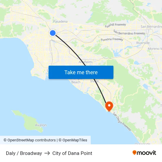 Daly / Broadway to City of Dana Point map