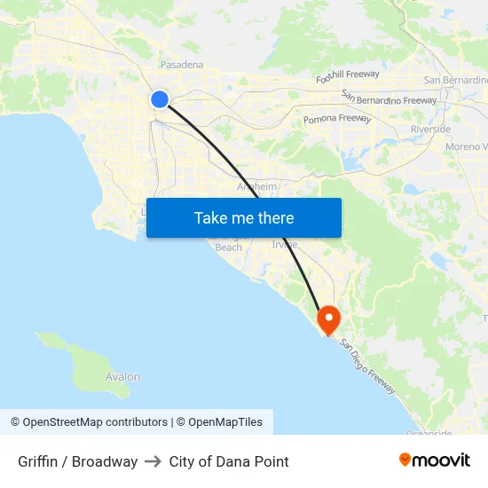 Griffin / Broadway to City of Dana Point map