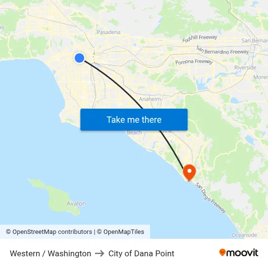 Western / Washington to City of Dana Point map