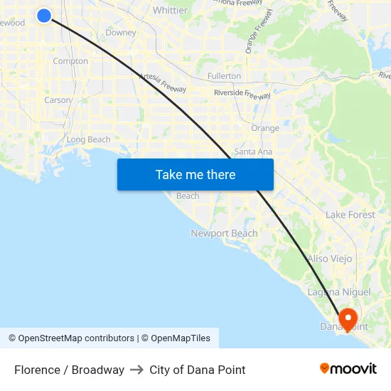 Florence / Broadway to City of Dana Point map