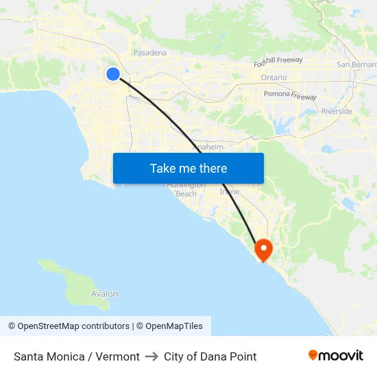 Santa Monica / Vermont to City of Dana Point map