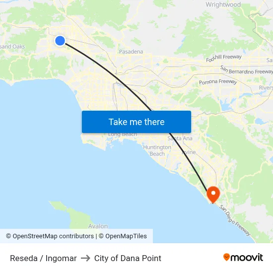 Reseda / Ingomar to City of Dana Point map