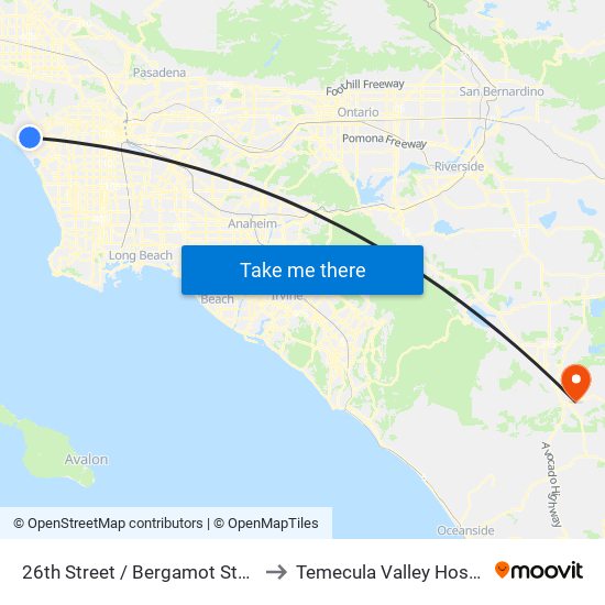 26th Street / Bergamot Station to Temecula Valley Hospital map