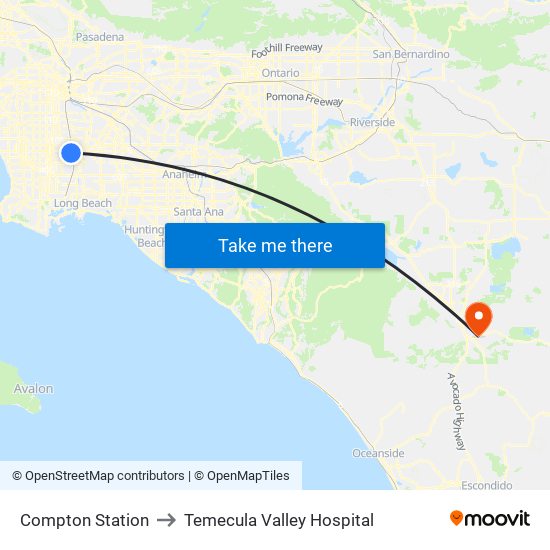 Compton Station to Temecula Valley Hospital map