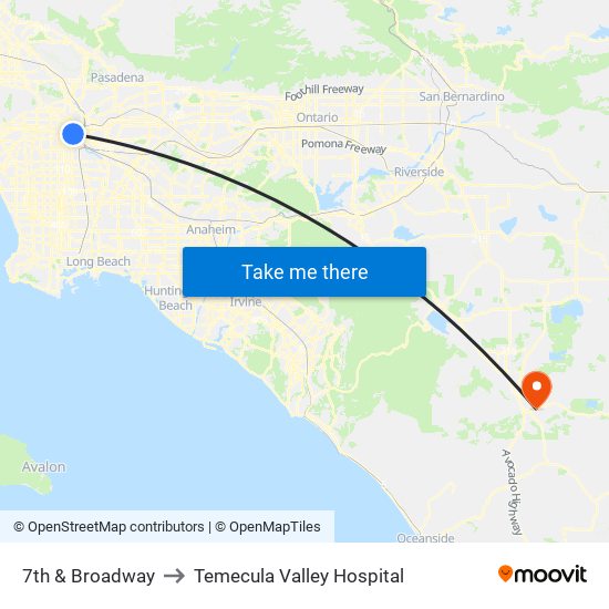 7th & Broadway to Temecula Valley Hospital map