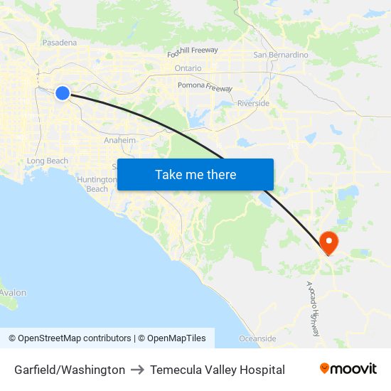 Garfield/Washington to Temecula Valley Hospital map