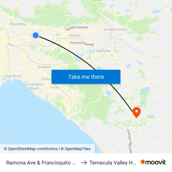 Ramona Ave & Francisquito Ave (WB) to Temecula Valley Hospital map