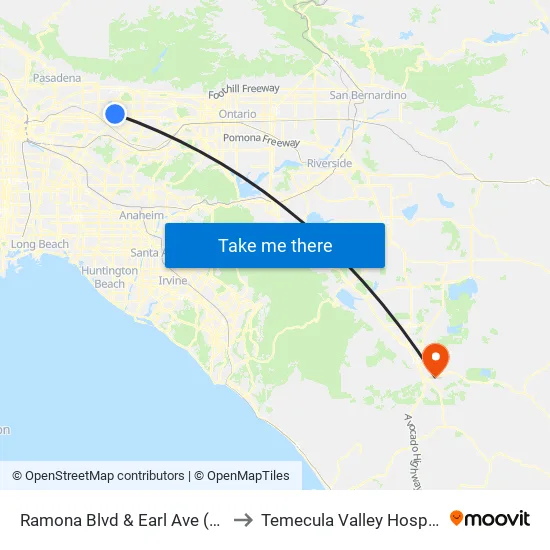 Ramona Blvd & Earl Ave (EB) to Temecula Valley Hospital map