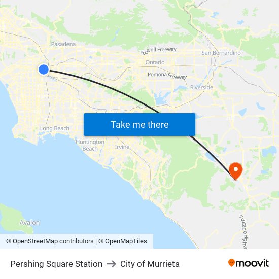 Pershing Square Station to City of Murrieta map